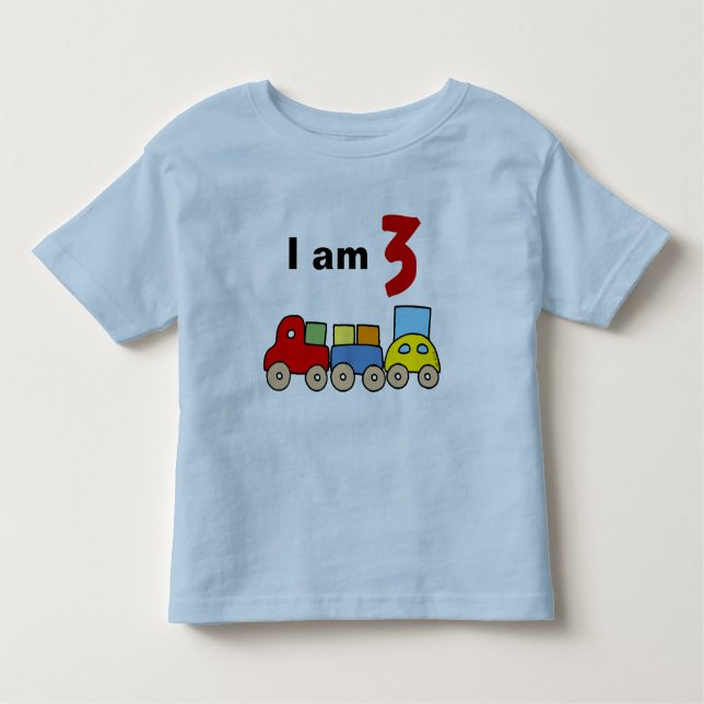 I am 3 (wooden toy train) toddler T-Shirt (Front)