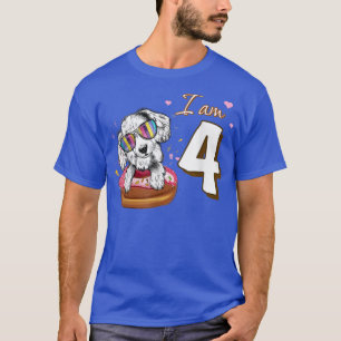 I am 4 Birthday Cute Lovely Spaniel with Doughnut T-Shirt