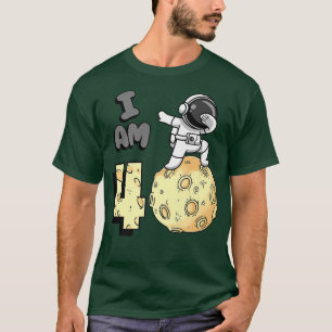 I am 4 Space Astronaut Kid Moon Walker 4th Birthda T-Shirt