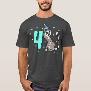 I am 4 with lemur kids birthday 4 years old T-Shirt