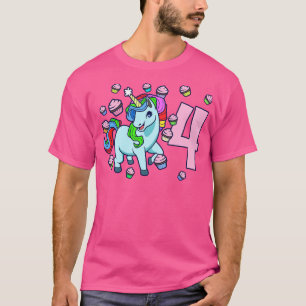 I am 4 with unicorn girl birthday 4 years old T-Shirt