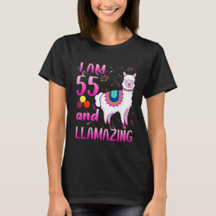 I Am 55 Years Old And Llamazing Amazing Llama 55th T-Shirt