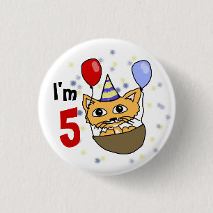 I am 5 anniversary 3 cm round badge