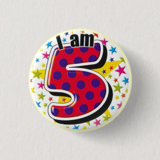 i am 5 birthday button