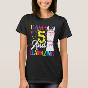 I Am 5 Years Old And Llamazing Llama 5th Birthday T-Shirt