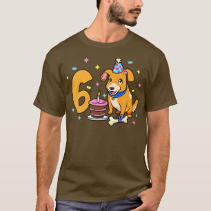 I am 6 with dog kids birthday 6 years old T-Shirt