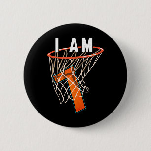 I Am 7 Basketball Themed 7th Birthday Party Celebr 6 Cm Round Badge