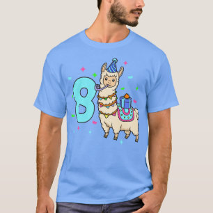 I am 8 with Lama kids birthday 8 years old T-Shirt