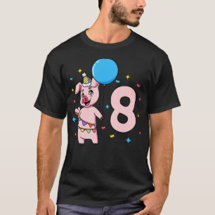 I am 8 with pig kids birthday 8 years old T-Shirt