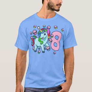 I am 8 with unicorn girl birthday 8 years old T-Shirt