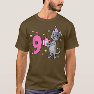 I am 9 with cat girl birthday 9 years old T-Shirt