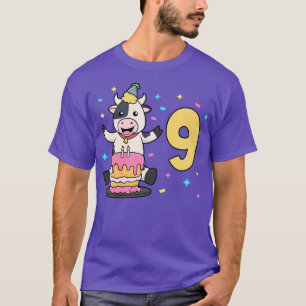 I am 9 with cow kids birthday 9 years old T-Shirt