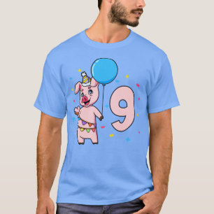 I am 9 with pig kids birthday 9 years old T-Shirt