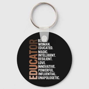 I Am A Black Educator Afro Woman Black History Mon Key Ring