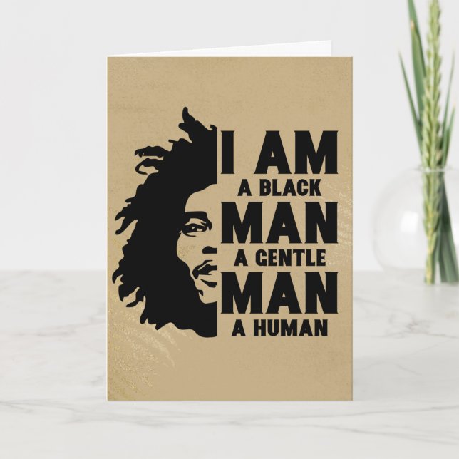 I Am A Black Man Afro Dreads Gold Customisable Card (Front)