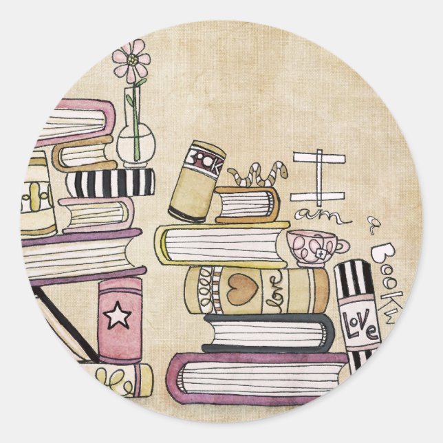 i am a bookworm classic round sticker (Front)