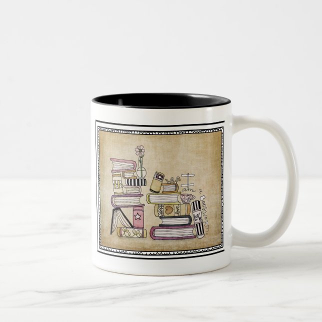 i am a bookworm Two-Tone coffee mug (Right)