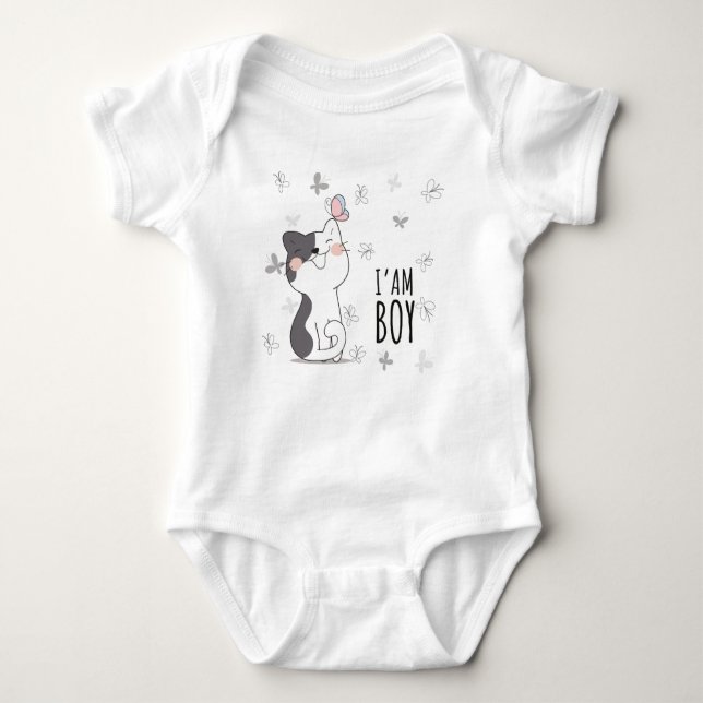 I Am A Boy Baby Bodysuit (Front)