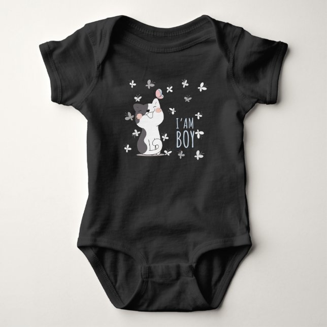 I Am A Boy Baby Bodysuit (Front)