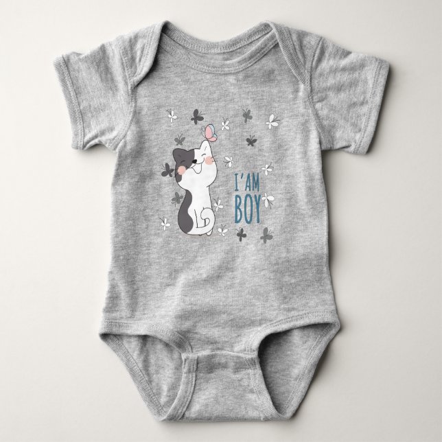 I Am A Boy Baby Bodysuit (Front)