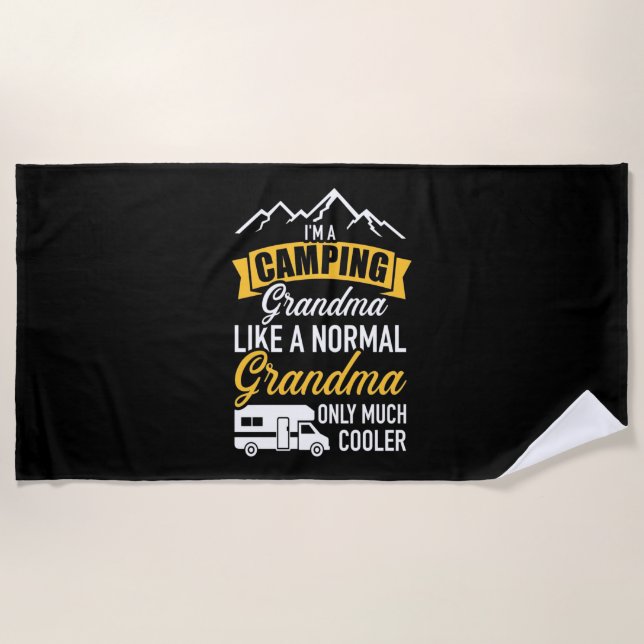 I Am A Camping Grandma Beach Towel (Front)