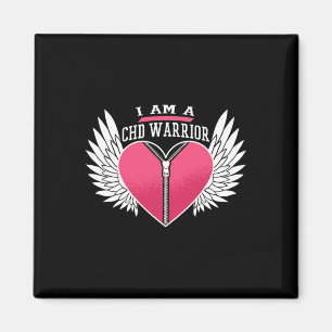 I Am A Chd Warrior Zipper Heart With Angel Wings Magnet
