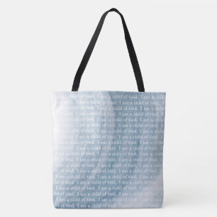 I am a child of God Blue Repeating Type Tote Bag
