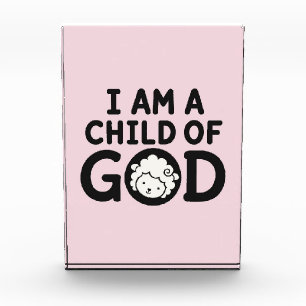 I AM A CHILD OF GOD Christian Baby Shower Gift Photo Block