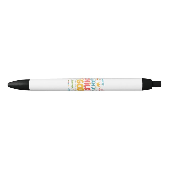 I am a Child of God Christian Retro Jesus Faith De Black Ink Pen (Front)