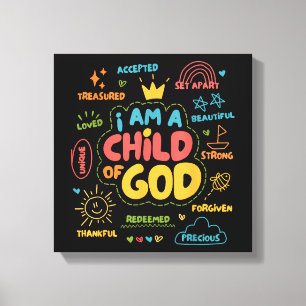 I am a Child of God Christian Retro Jesus Faith De Canvas Print