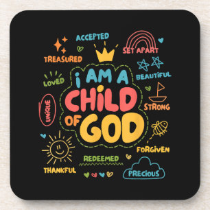 I am a Child of God Christian Retro Jesus Faith De Coaster
