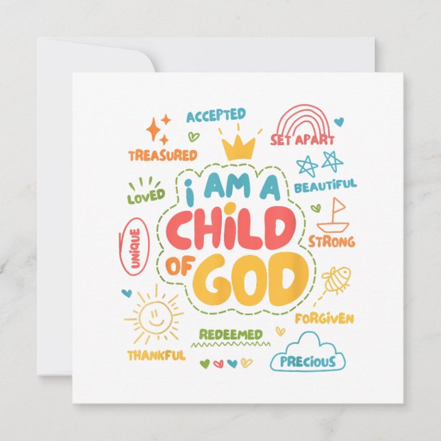 I am a Child of God Christian Retro Jesus Faith De Invitation (Front)