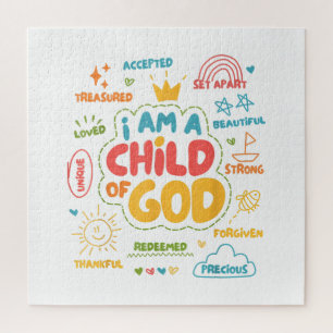 I am a Child of God Christian Retro Jesus Faith De Jigsaw Puzzle