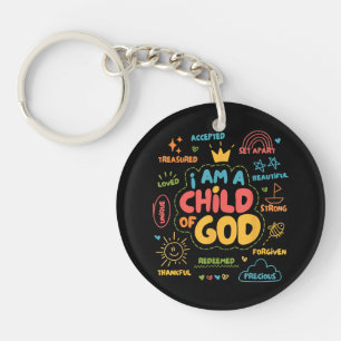 I am a Child of God Christian Retro Jesus Faith De Key Ring