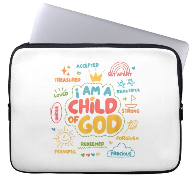 I am a Child of God Christian Retro Jesus Faith De Laptop Sleeve (Front)