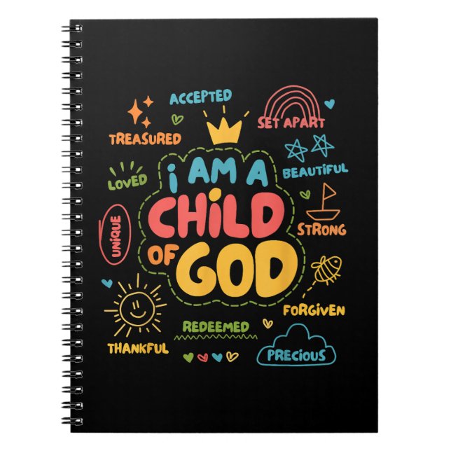 I am a Child of God Christian Retro Jesus Faith De Notebook (Front)