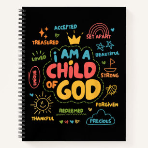 I am a Child of God Christian Retro Jesus Faith De Notebook