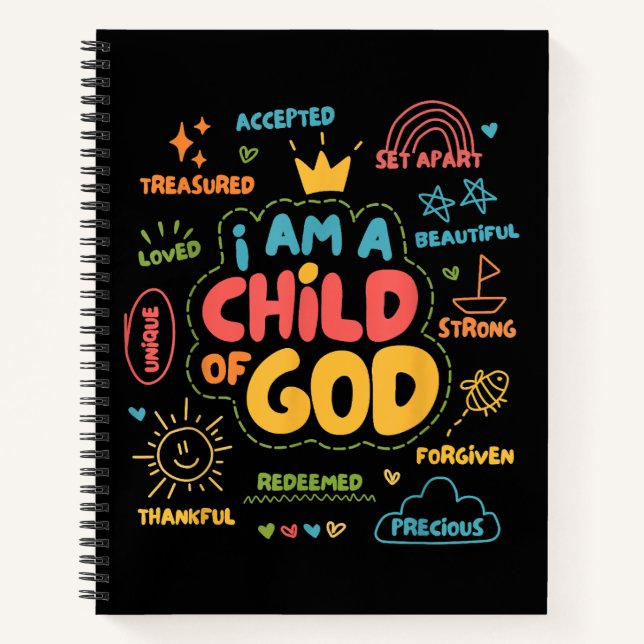 I am a Child of God Christian Retro Jesus Faith De Notebook (Front)