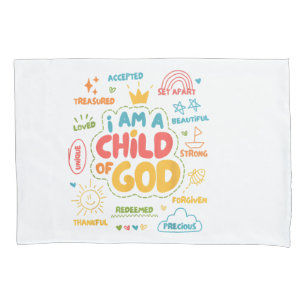 I am a Child of God Christian Retro Jesus Faith De Pillowcase