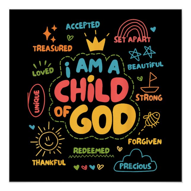 I am a Child of God Christian Retro Jesus Faith De Poster (Front)