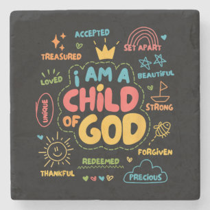 I am a Child of God Christian Retro Jesus Faith De Stone Coaster