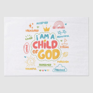 I am a Child of God Christian Retro Jesus Faith De Tissue Paper
