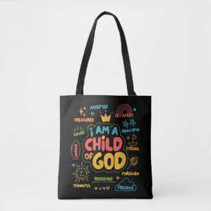 I am a Child of God Christian Retro Jesus Faith De Tote Bag