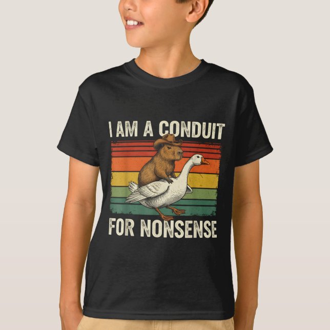 I Am A Conduit For Nonsense Funny Capybara Goose M T-Shirt (Front)