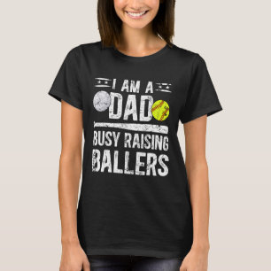 I Am A Dad Busy Raising Llers Softll Volleyll Dad T-Shirt