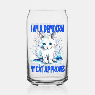 I Am A Democrat - My Cat Approves Can Glass