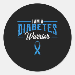 I Am A Diabetes Warrior Awareness Ribbon Diabetic  Classic Round Sticker