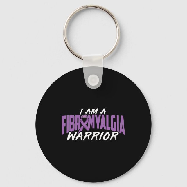 I Am A Fibromyalgia Warrior. Purple Fibromyalgia A Key Ring (Front)