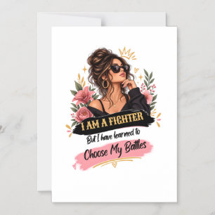 I Am A Fighter Choose My Battles Strong Woman Magnetic Invitation