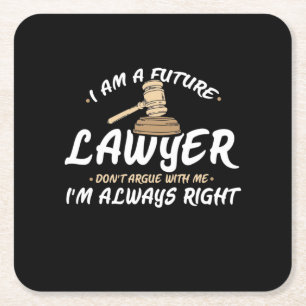 I Am A Future Lawyer Square Paper Coaster